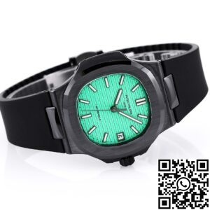 AET Custom Patek Philippe Nautilus Green Dial Black Ceramic Case
