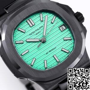 AET Custom Patek Philippe Nautilus Green Dial Black Ceramic Case
