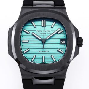 AET Custom Patek Philippe Nautilus Tiffany Blue Dial Black Ceramic Case