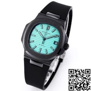 AET Custom Patek Philippe Nautilus Tiffany Blue Dial Black Ceramic Case