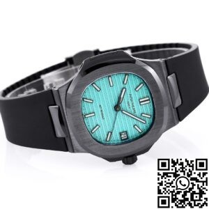 AET Custom Patek Philippe Nautilus Tiffany Blue Dial Black Ceramic Case