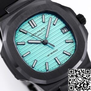 AET Custom Patek Philippe Nautilus Tiffany Blue Dial Black Ceramic Case