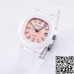 AET Custom Patek Philippe Nautilus Pink Dial White Ceramic