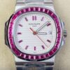 PPF Custom Patek Philippe Nautilus 5711 Red Diamond White Dial Watch