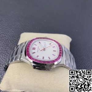 PPF Custom Patek Philippe Nautilus 5711 Red Diamond White Dial Watch