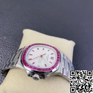 PPF Custom Patek Philippe Nautilus 5711 Red Diamond White Dial Watch
