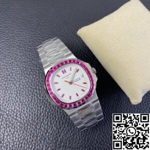 PPF Custom Patek Philippe Nautilus 5711 Red Diamond White Dial Watch