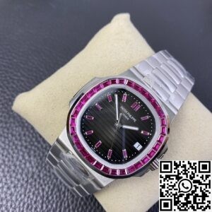 PPF Custom Patek Philippe Nautilus 5711 Red Diamond Black Dial Watch