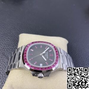 PPF Custom Patek Philippe Nautilus 5711 Red Diamond Black Dial Watch