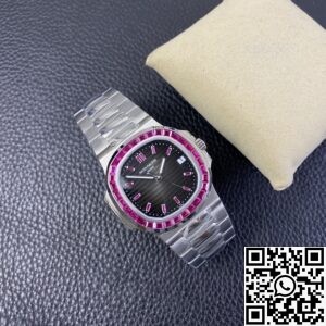 PPF Custom Patek Philippe Nautilus 5711 Red Diamond Black Dial Watch