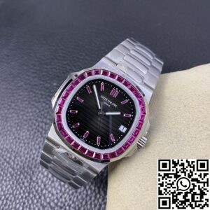 PPF Custom Patek Philippe Nautilus 5711 Red Diamond Black Dial Watch