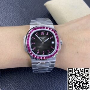 PPF Custom Patek Philippe Nautilus 5711 Red Diamond Black Dial Watch