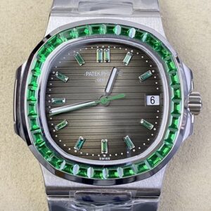 PPF Custom Patek Philippe Nautilus 5711 Emerald Diamond Green Dial Watch