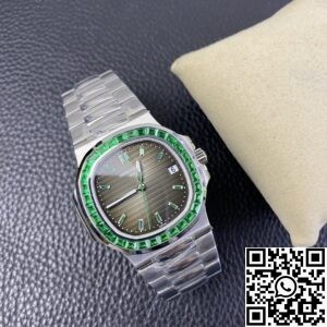 PPF Custom Patek Philippe Nautilus 5711 Emerald Diamond Green Dial Watch
