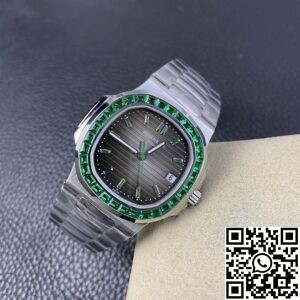 PPF Custom Patek Philippe Nautilus 5711 Emerald Diamond Green Dial Watch