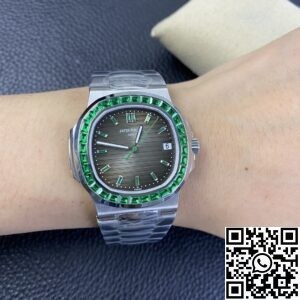 PPF Custom Patek Philippe Nautilus 5711 Emerald Diamond Green Dial Watch