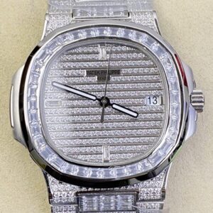 DM Factory Replica Patek Philippe Nautilus 5719/10G-010 Full Diamond Watch