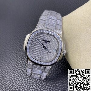 DM Factory Replica Patek Philippe Nautilus 5719/10G-010 Full Diamond Watch