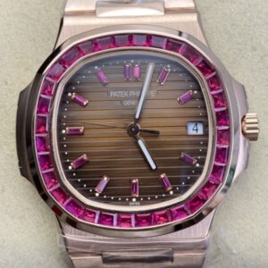 PPF Custom Patek Philippe Nautilus 5711 Red Diamond Rose Gold Watch