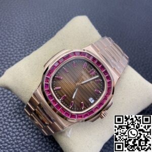 PPF Custom Patek Philippe Nautilus 5711 Red Diamond Rose Gold Watch