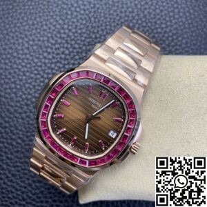 PPF Custom Patek Philippe Nautilus 5711 Red Diamond Rose Gold Watch