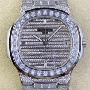 TW Factory Replica Patek Philippe Nautilus 5719/10G-010 Full Diamond Watch