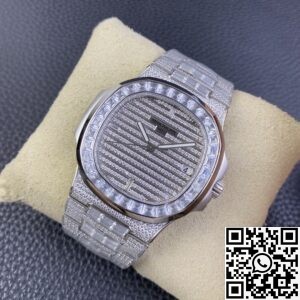 TW Factory Replica Patek Philippe Nautilus 5719/10G-010 Full Diamond Watch