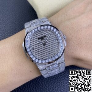 TW Factory Replica Patek Philippe Nautilus 5719/10G-010 Full Diamond Watch