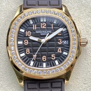 PPF Factory Replica Patek Philippe Aquanaut 5068R-001 Women's Rose Gold Diamond Watch