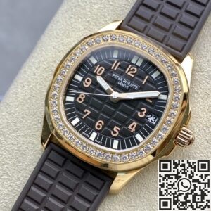 PPF Factory Replica Patek Philippe Aquanaut 5068R-001 Women's Rose Gold Diamond Watch