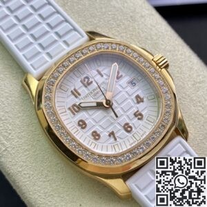 PPF Factory Replica Patek Philippe Aquanaut 5068R-010 Women’s Rose Gold Diamond Watch