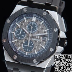 APF Factory Fake AP Royal Oak Offshore 26400IO.OO.A004CA.02 Gray Panda Plate Watch