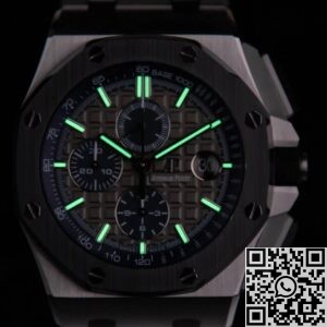 APF Factory Fake AP Royal Oak Offshore 26400IO.OO.A004CA.02 Gray Panda Plate Watch