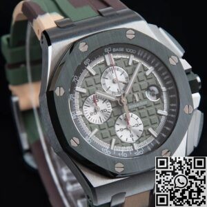 APF Factory Replica AP Royal Oak Offshore 26400SO.OO.A055CA.01 Khaki Green Panda Platter Watches
