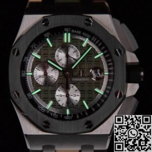 APF Factory Replica AP Royal Oak Offshore 26400SO.OO.A055CA.01 Khaki Green Panda Platter Watches