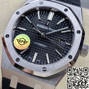 APS Factory Replica Audemars Piguet Royal Oak 15400 Black Dial Rubber Strap