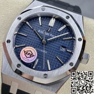 APS Factory Fake AP Royal Oak 15400 Blue Dial Rubber Strap Watches