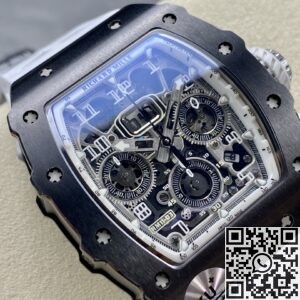 KU Factory Fake Richard Mille RM011-03 Black Ceramic Bezel White Rubber Strap