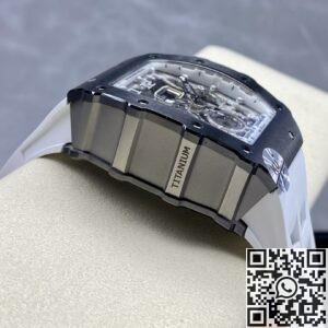 KU Factory Fake Richard Mille RM011-03 Black Ceramic Bezel White Rubber Strap