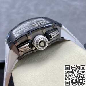 KU Factory Fake Richard Mille RM011-03 Black Ceramic Bezel White Rubber Strap