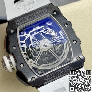 KU Factory Fake Richard Mille RM011-03 Black Ceramic Bezel White Rubber Strap
