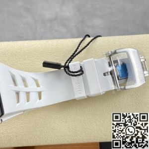 KU Factory Fake Richard Mille RM011-03 Black Ceramic Bezel White Rubber Strap