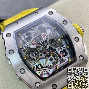 KV Factory Replica Richard Mille RM011-03 Titanium Shell Yellow Rubber Strap