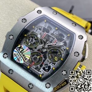 KV Factory Replica Richard Mille RM011-03 Titanium Shell Yellow Rubber Strap