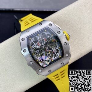 KV Factory Replica Richard Mille RM011-03 Titanium Shell Yellow Rubber Strap