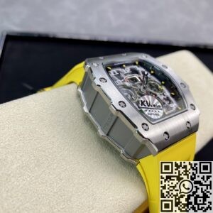 KV Factory Replica Richard Mille RM011-03 Titanium Shell Yellow Rubber Strap
