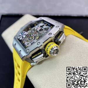 KV Factory Replica Richard Mille RM011-03 Titanium Shell Yellow Rubber Strap