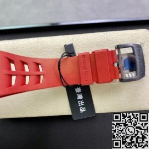 KV Factory Replica Richard Mille RM011-03 Carbon Fiber Case With Red Rubber Strap