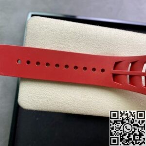 KV Factory Replica Richard Mille RM011-03 Carbon Fiber Case With Red Rubber Strap