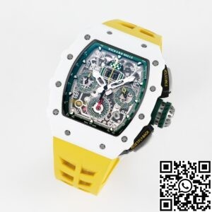 KV Factory Replica Richard Mille RM11 White Ceramic Yellow Rubber Strap